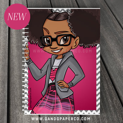 Notebook - Cool Girl Two Puffs and Glasses (8 1/2 by 12)